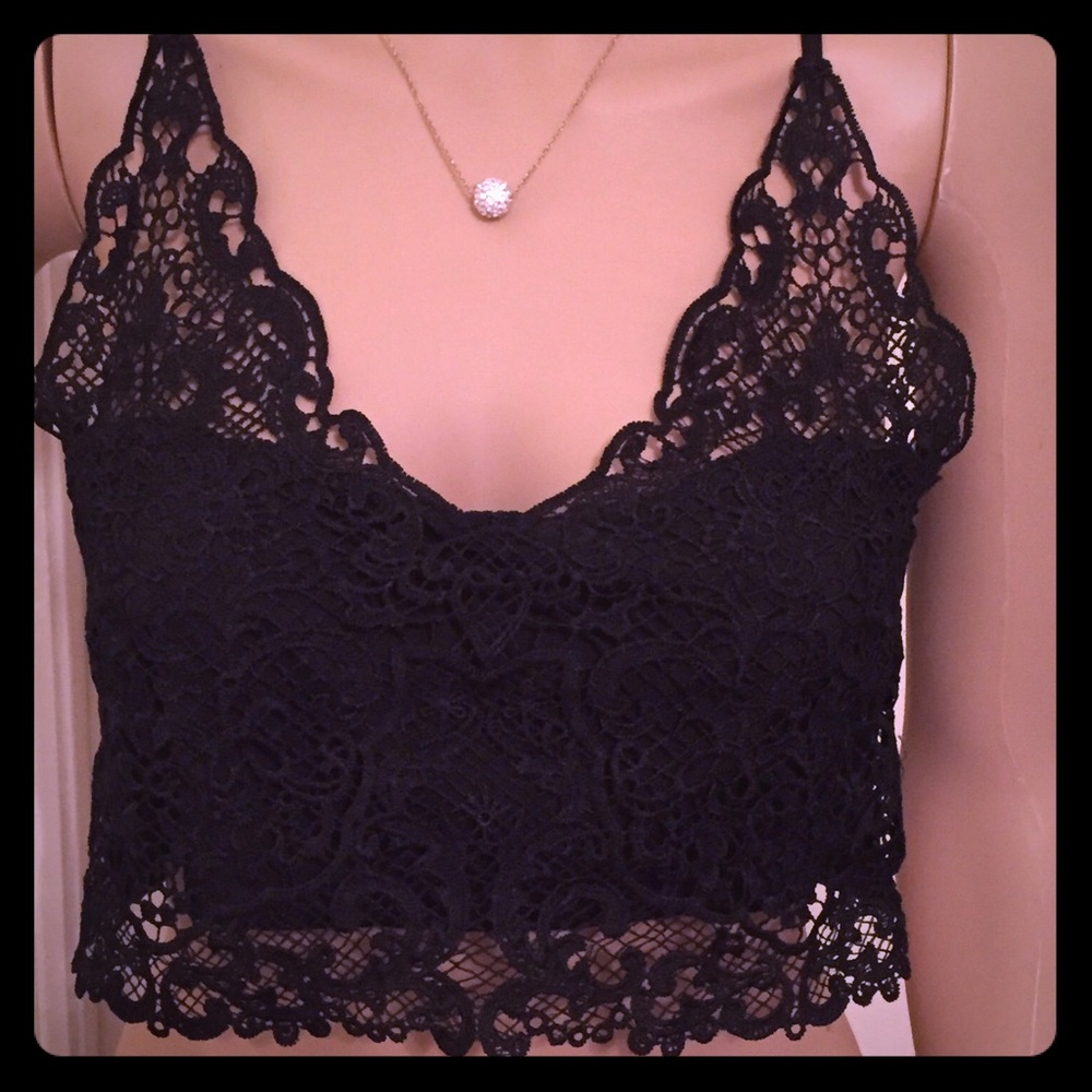 New crocheted black crop top. Very sexy
