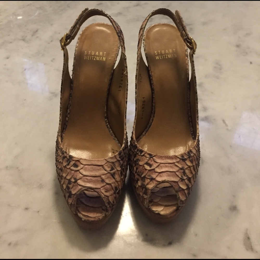 Stuart Weitzman Python Platform Slingback