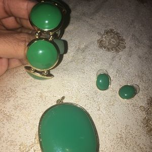 Nice green set bracelet earrings and charm