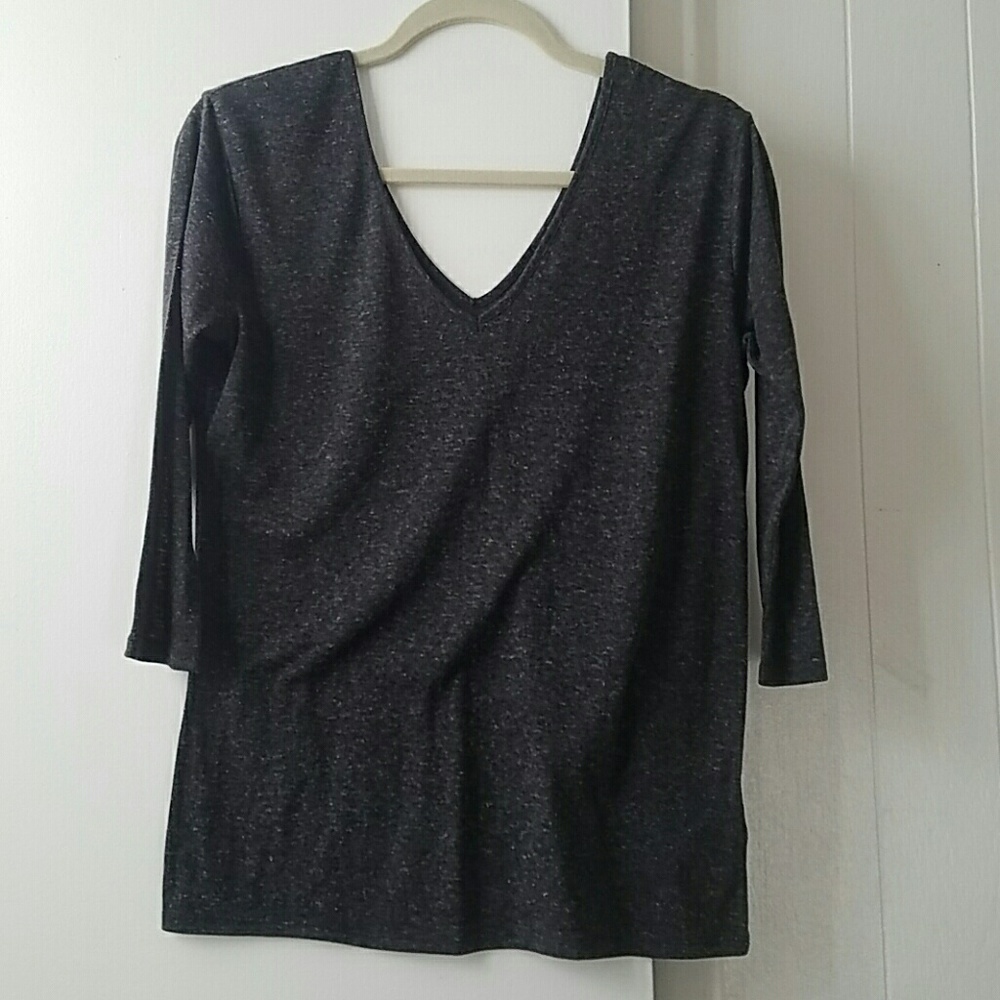 grey v-neck long sleeve