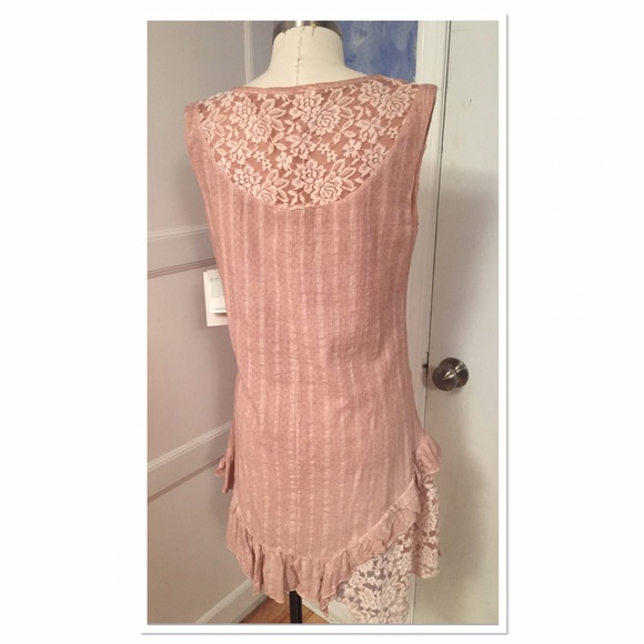 Blush Lace Asymmetrical Tunic Top w/Ruffles - Picture 3 of 5