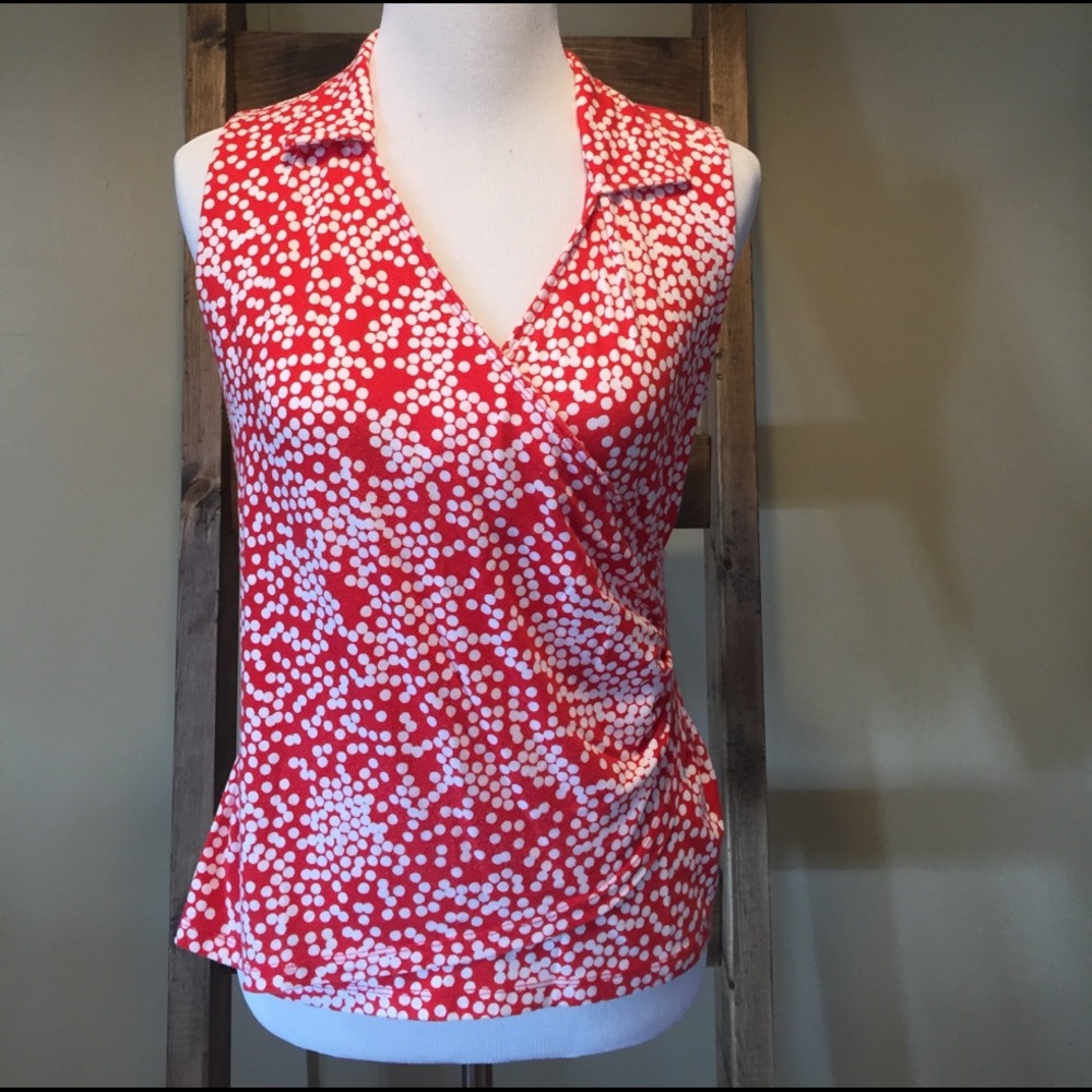 ☀️Jones New York red and white top