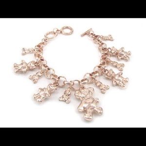 Rose-Gold Teddy Bear Charm Bracelet Designer.