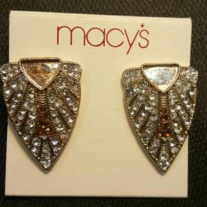 Macy's rhinestone earrings great for an evening out. Pierced