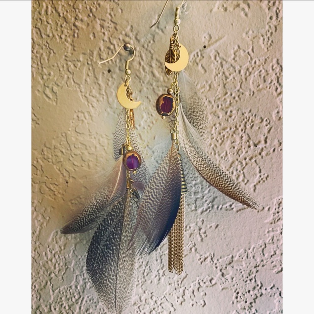 Feather Moon Earrings