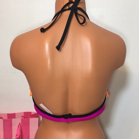 🚫SOLD🚫NEW PINK VS FLOUNCE PUSH UP TOP SWIM - Picture 3 of 4