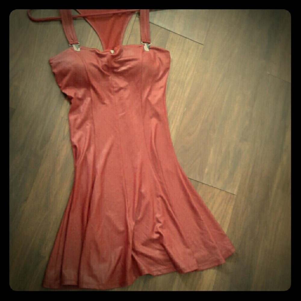 Overall strap short dress