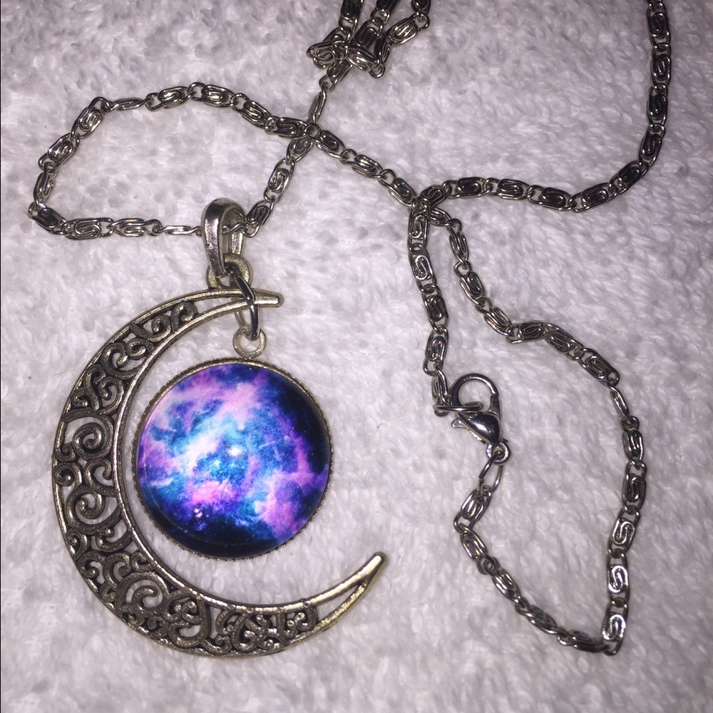 Moon with galaxy necklace