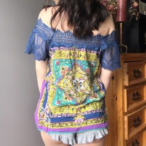 Flying tomato off the shoulder gorgeous lace shirt