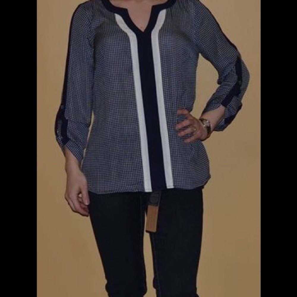 Skies Are Blue roll tab blouse
