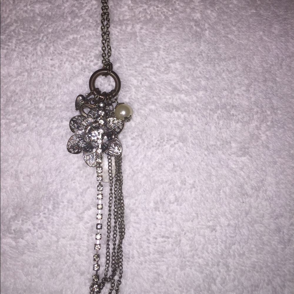 Long silver necklace
