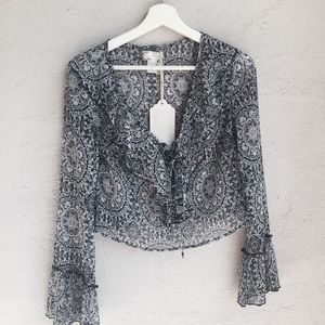 NEW WITH TAGS! Band of Gypsies Sheer Ruffle Blouse