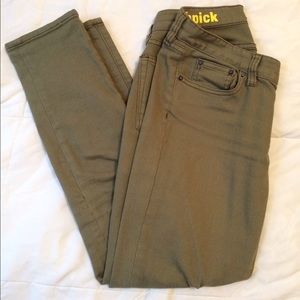 J. Crew olive toothpick jeans, sz 26