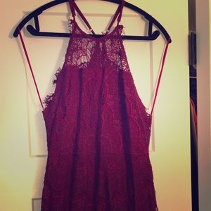 Free people wine color halter top dress