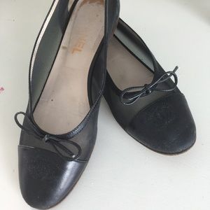 Auth Chanel Mesh Ballerina Flats