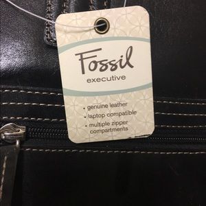 Fossil black leather briefcase