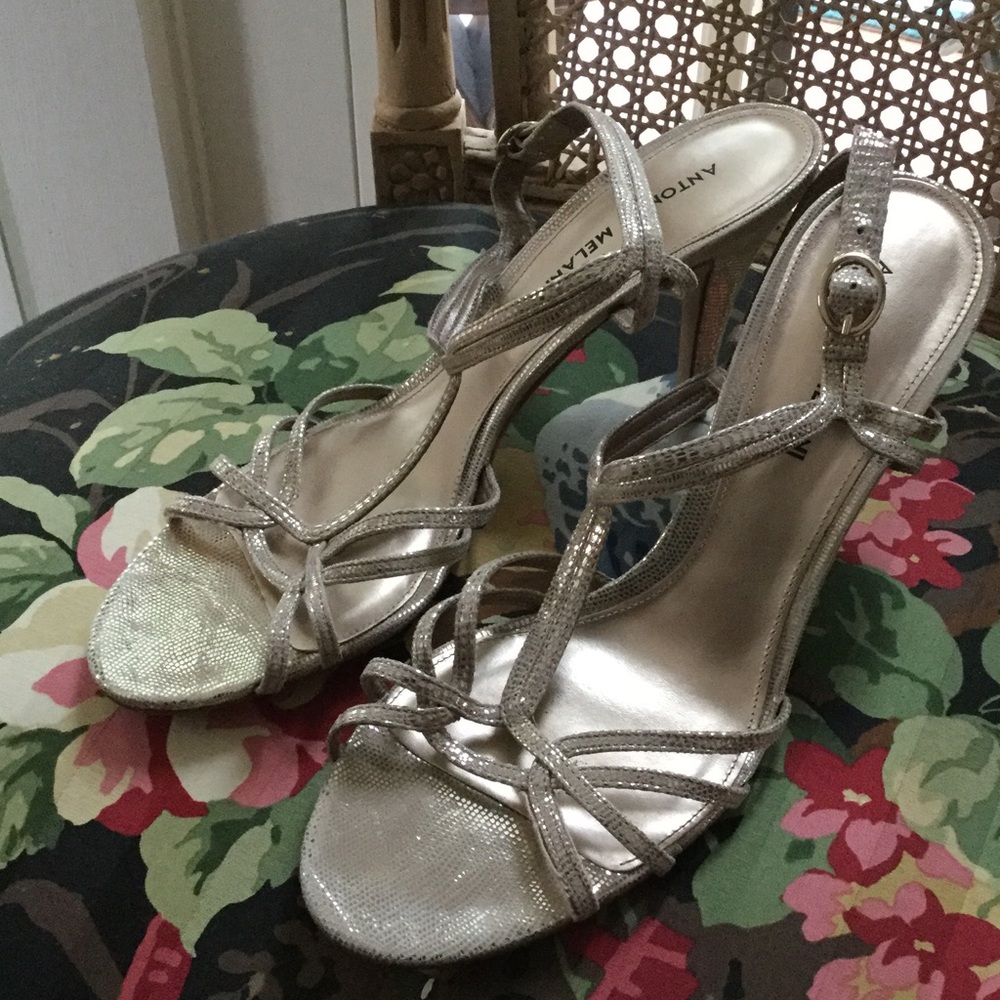 Antonio Melani Dazzle Metallic Gold Strappy Heels
