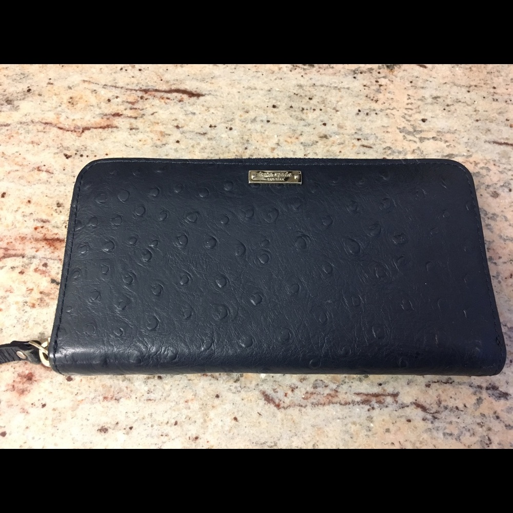 Kate Spade ostrich navy wallet