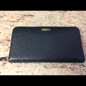Kate Spade ostrich navy wallet
