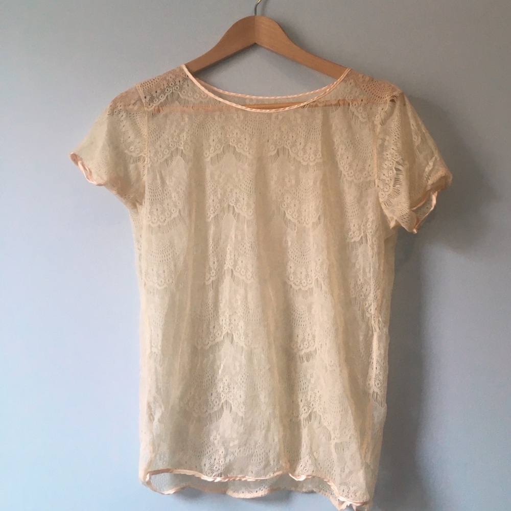 American apparel sheer lace tee