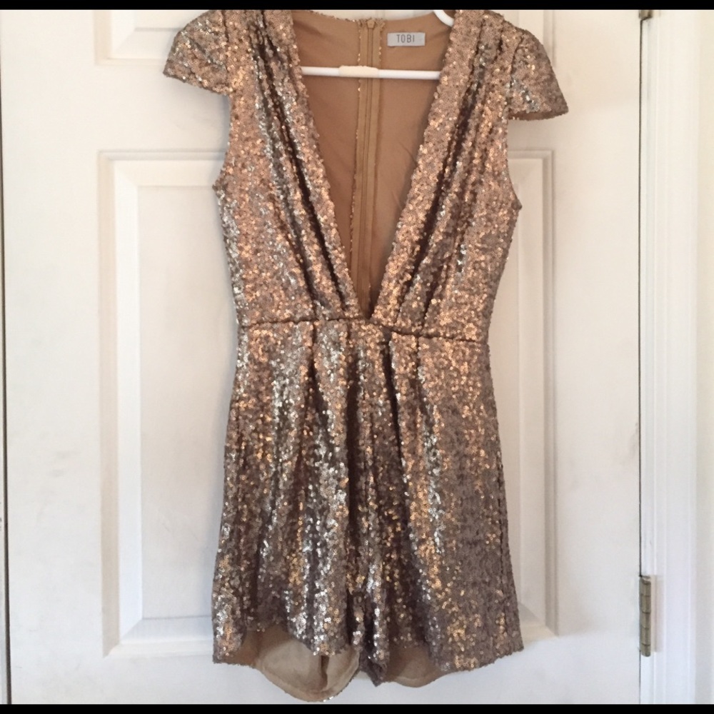 Gold sequined play suit