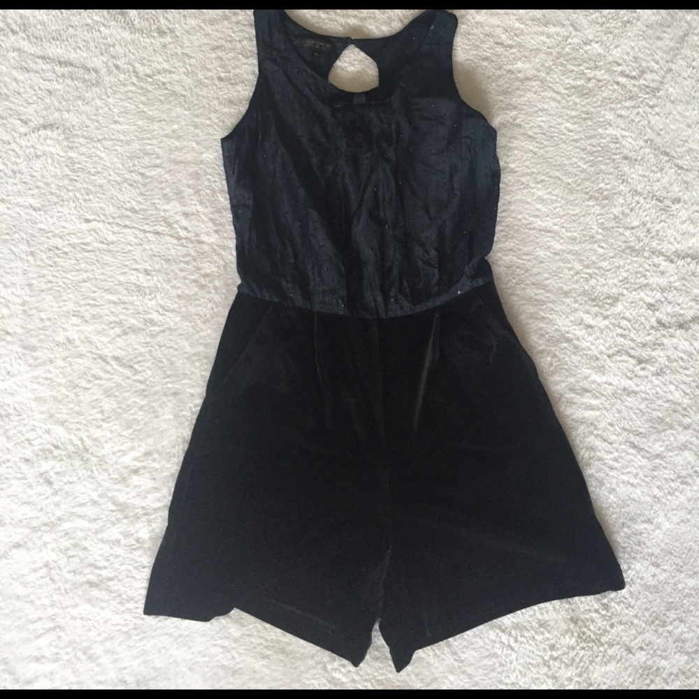 TopShop velvet romper shorts