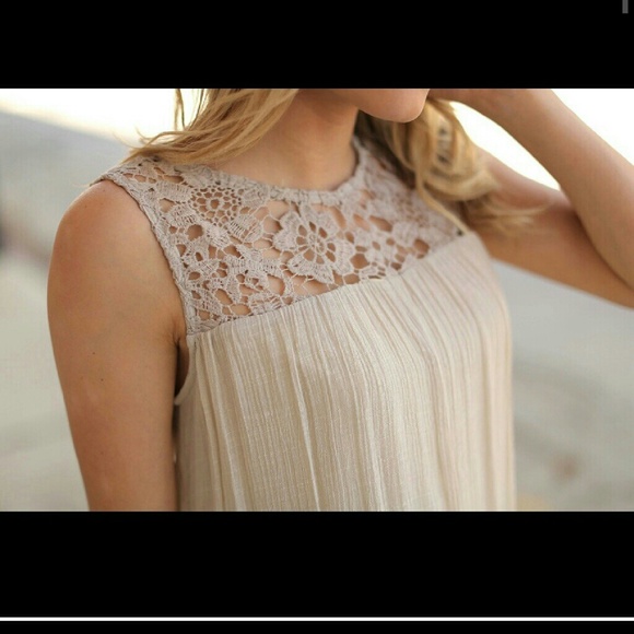 Cream Lattice Tunic Dress - Picture 2 of 3