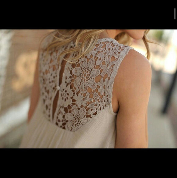 Cream Lattice Tunic Dress - Picture 3 of 3