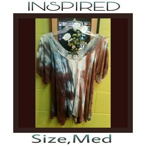 multi colored tye dye top with crochet back