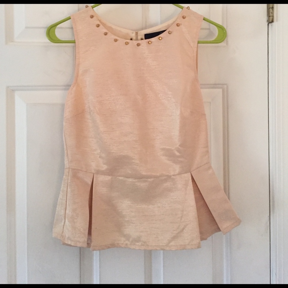 Blush taffeta peplum with gold studs