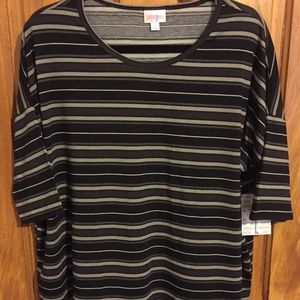 LuLaRoe large Irma black gray white stripes tunic