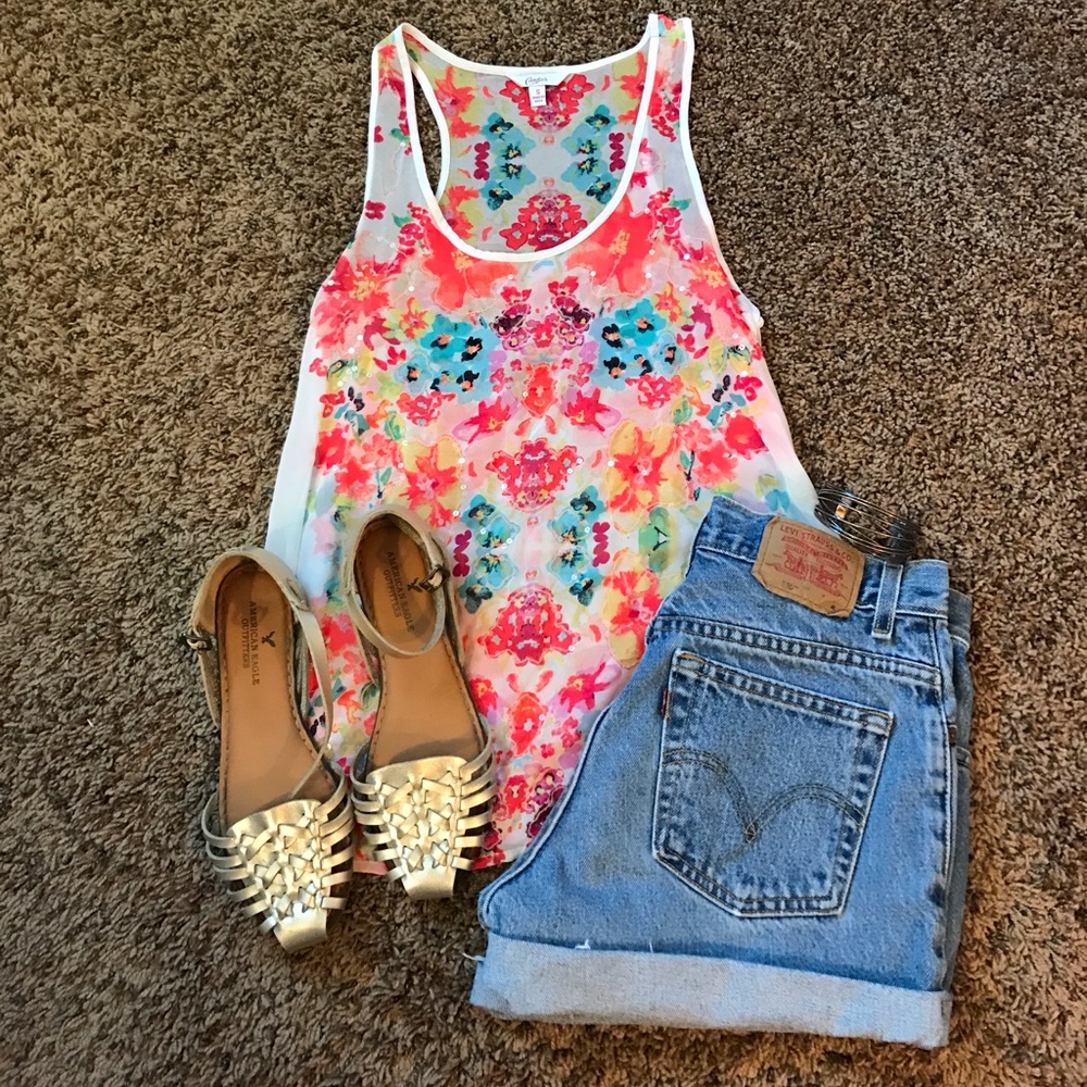 🌺Flowered Sequin Tank Top🌺