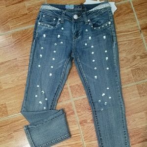 LA Idol Rhinestone Stud 5 Pockets Shinny Jeans