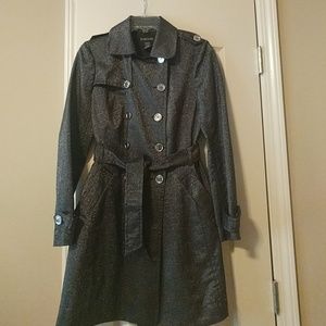Black metallic trench coat
