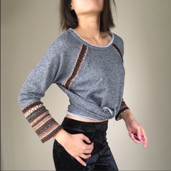 SALE. Kate sweater top with distress and pattern - Picture 2 of 5