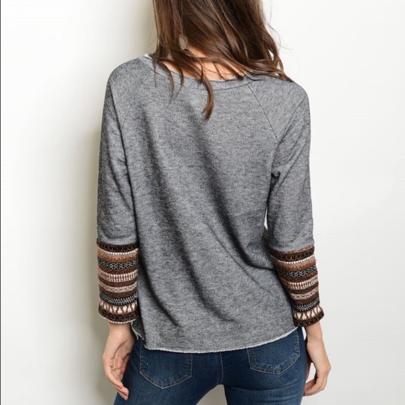 SALE. Kate sweater top with distress and pattern - Picture 3 of 5