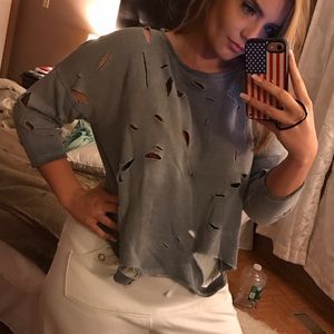 Oversized distressed sweatshirt