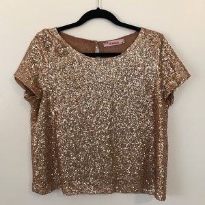 $6 SALE: Rosebud Gold Sequin Top