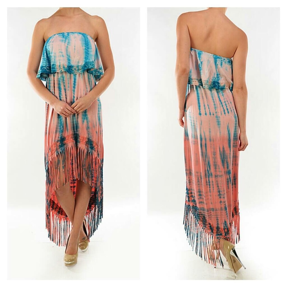 Strapless fringe dress