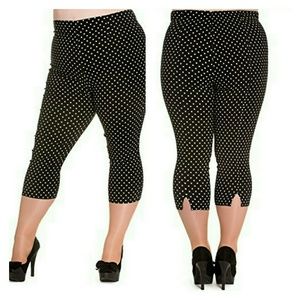 4x Hell Bunny black and white polka dot capris