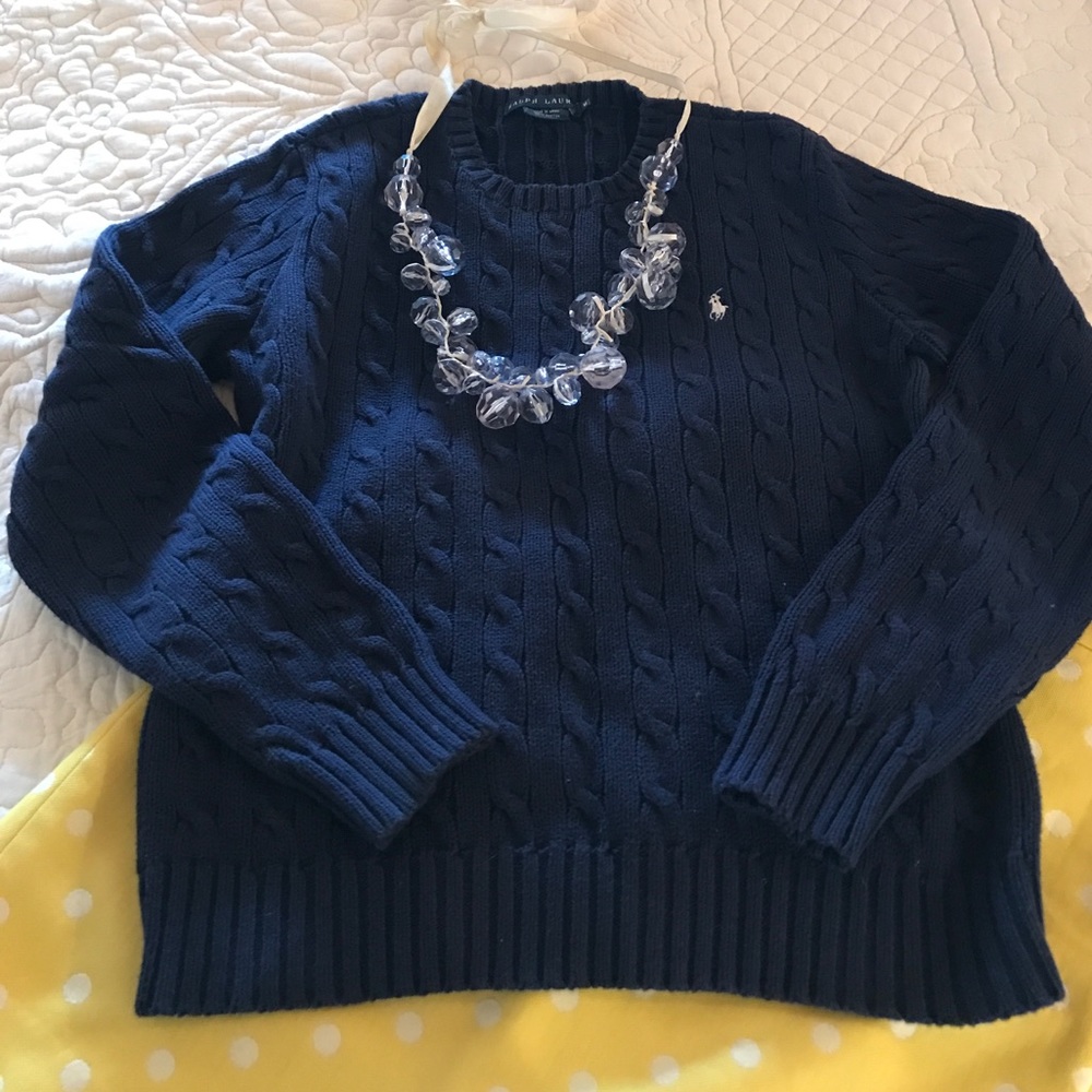 Navy Blue Ralph Lauren Cable Knit Sweater