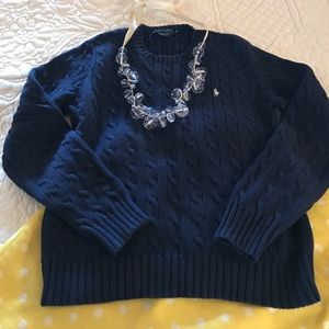Navy Blue Ralph Lauren Cable Knit Sweater