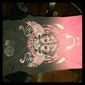 Black and pink affliction t-shirt
