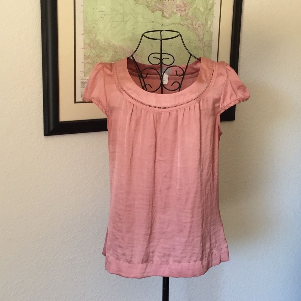 H&M Silky, Blush Capped Sleeve Top.