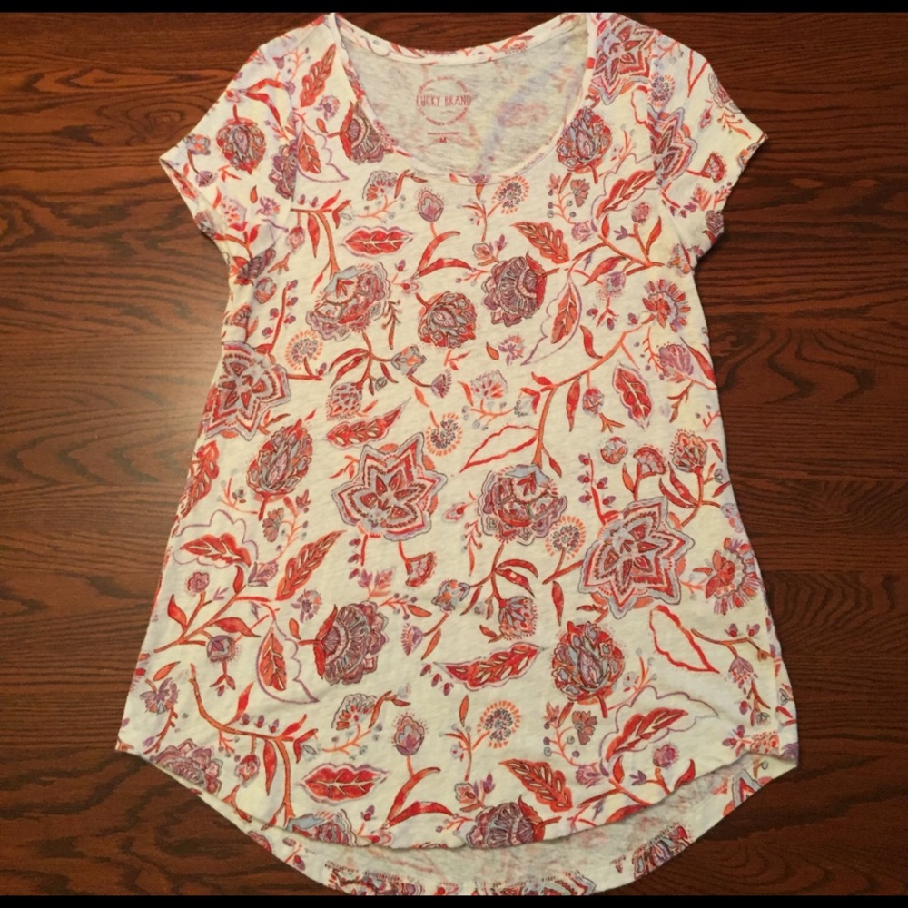 Lucky Brand linen cap-sleeved tee, like new, med.