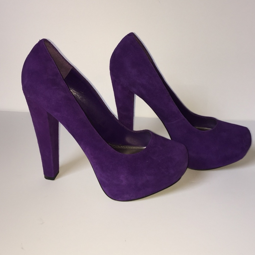 Purple Faux Suede Platform Pumps