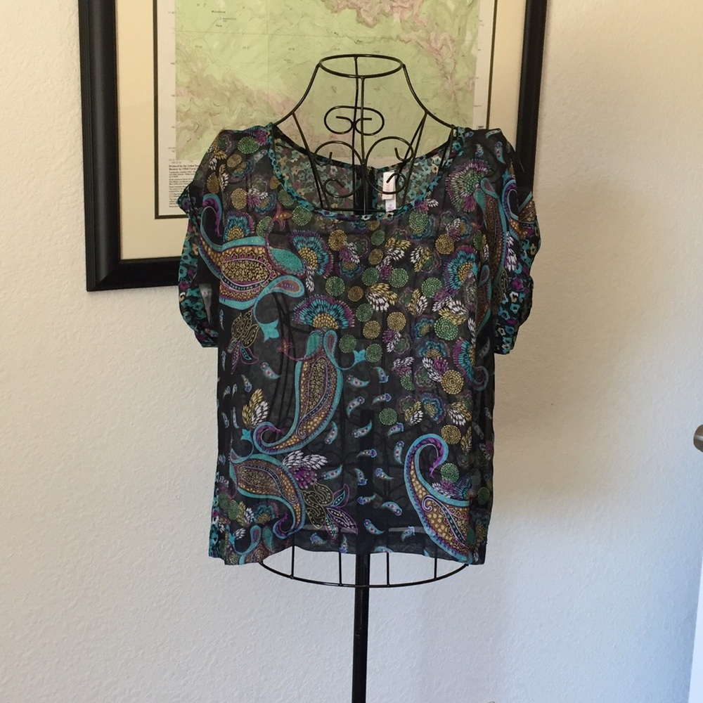 Xhilaration Colorful Sheer Blouse.