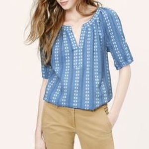 Ann Taylor Loft Chambray White Floral Top
