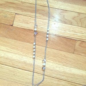 Express silver and Pearl long necklace