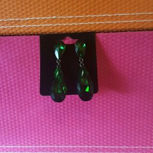Forever21 Emerald Jeweled Teardrop Earrings